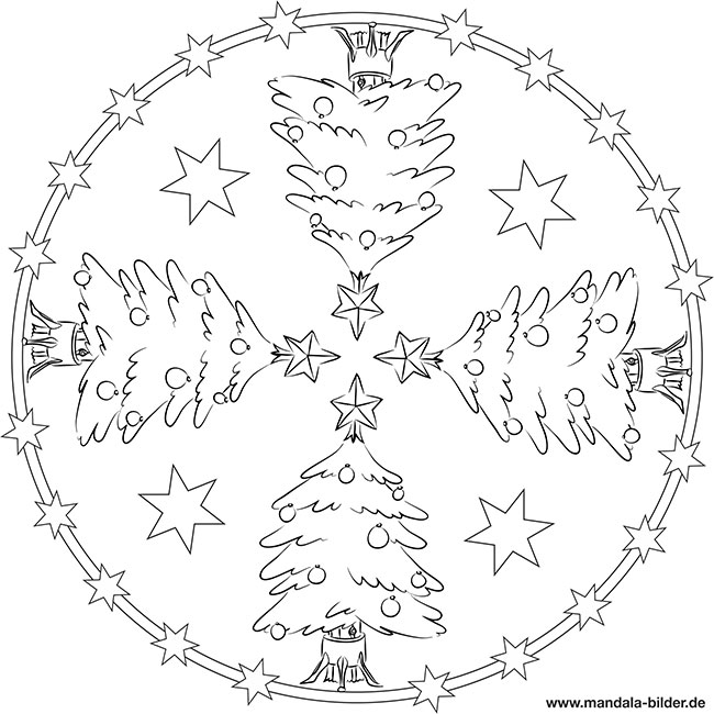 Mandala - Weihnachtsbaum mit Weihnachtsstern