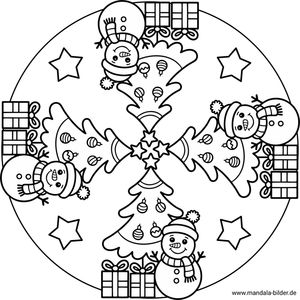 Weihnachtsbaum Mandala Ausmalbild zum Download