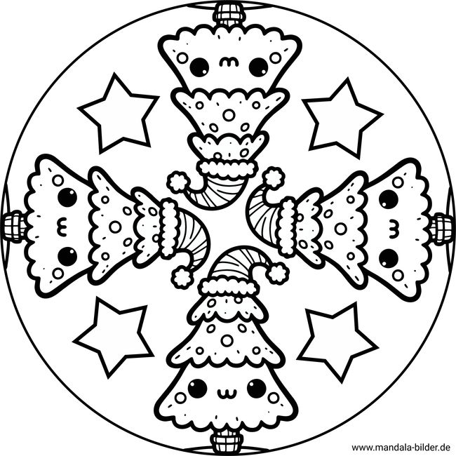 Weihnachtsbaum Mandala Ausmalbild
