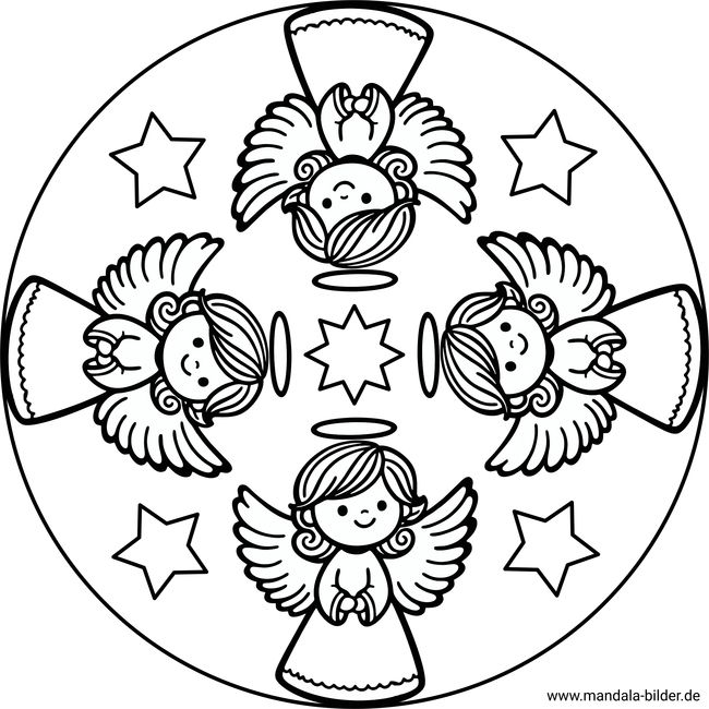 Weihnachtsengel Mandala Ausmalbild