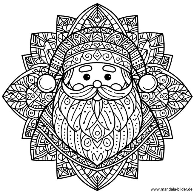 Weihnachtsmann Mandala für Erwachsene