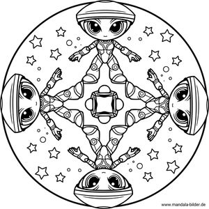 Ausserirdische Mandala-Malvorlage zum Ausdrucken