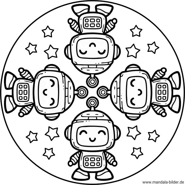 Roboter Mandala Ausmalbild