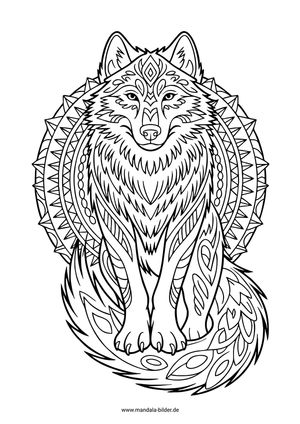 Wolf Mandala für Erwachsene kostenlos