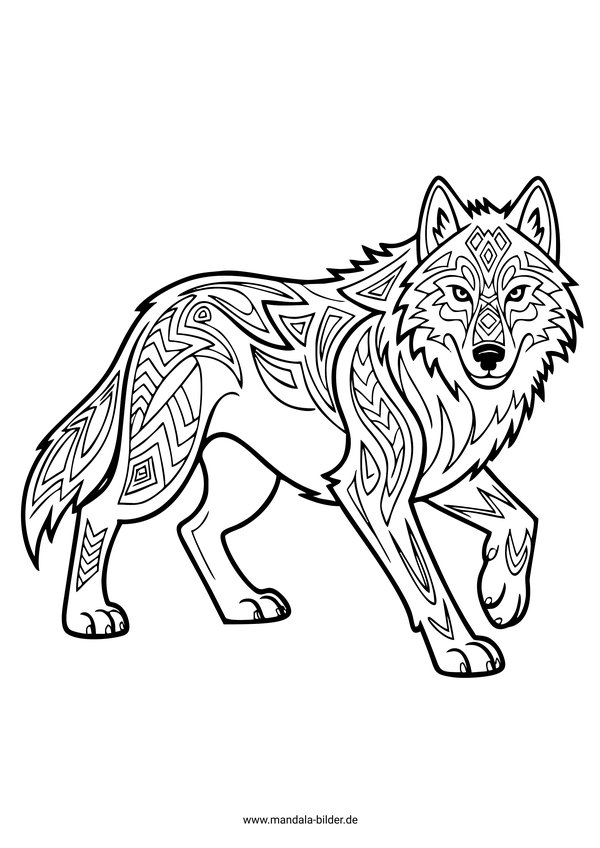 Wolf mit Muster am Körper Mandala Erwachsene