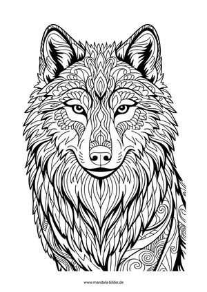 Wolf mit Muster Ausmalbild zum Ausdrucken