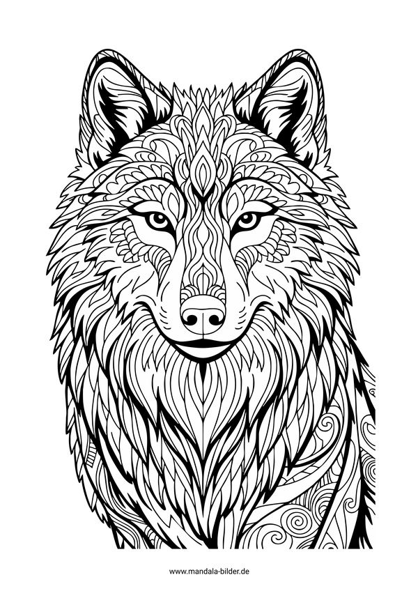 Wolf mit Muster Ausmalbild