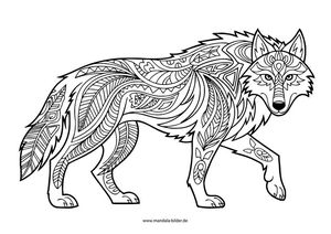 Wolf mit Muster von der Seite Malvorlagen