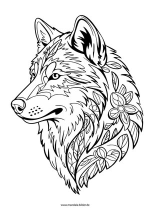 Wolfskopf Ausmalbild Erwachsene zum Ausmalen