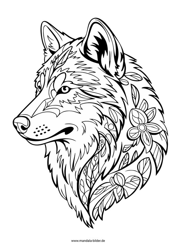Wolfskopf Ausmalbild Erwachsene