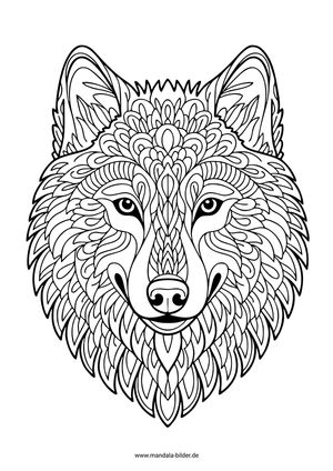 Wolfskopf mit Muster Vorlage für Erwachsene
