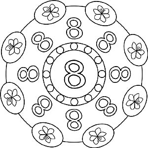 Malvorlagen - Zahlen Mandala 8 - Zahl Acht