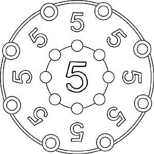 Zahlen Mandala 5 - Zahl Fünf