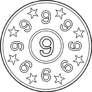 Zahlen Mandala 9 - Zahl Neun