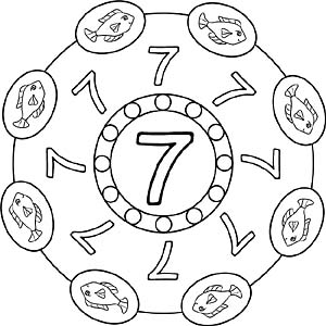 Zahlen Mandala 7 - Zahl Sieben
