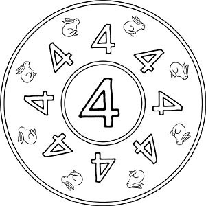Zahlen Mandala 4 - Zahl Vier