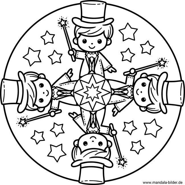 Mandala Zauberer mit Zauberstab